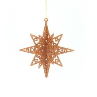 Étoile 3D à Paillettes Orange (12 pcs)