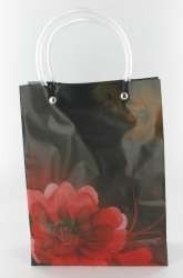 Sac Cabas / Sac Cadeau Noir/Fleur Rouge Large (12 pcs)