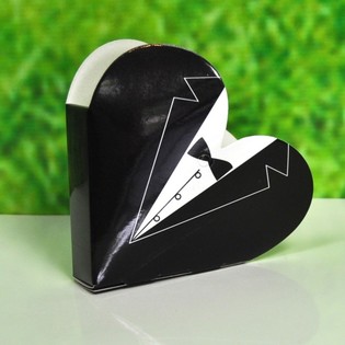 Boîte Cadeau de Mariage pour Dragées - Cœur Smoking (12 pcs.)
