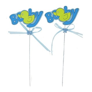 Piques pour gâteau de naissance - Bleu Bébé (12 pcs)
