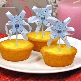 PICS À CUPCAKE NAISSANCE - OURS BLEU (12 pcs)