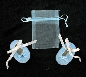 Petits Chaussons de Bébé avec Sachet Cadeau - Bleu (12 paires)