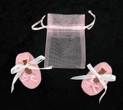 Mini Chaussons de B&eacute;b&eacute; D&eacute;coratifs avec Sachet Cadeau - Rose (Lot de 12 paires)