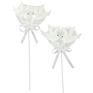 Pique à gâteau - Tourterelles sur cœur (12 pcs)