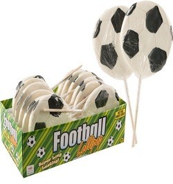 Grande Sucette Ballon de Football sur Présentoir (12 pcs)