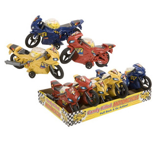 Motos de course avec bonbons en présentoir (6 pcs)