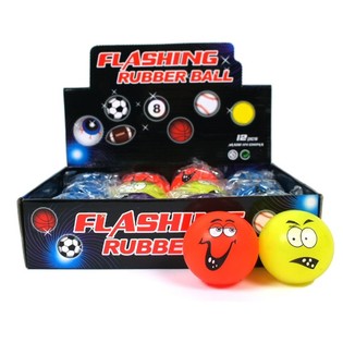 Balle Rebondissante Lumineuse Rigolote en Pr&eacute;sentoir (12 pcs)