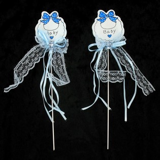 PIC À GÂTEAU DE NAISSANCE - BLEU BÉBÉ (12 pcs)