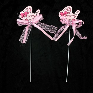 Pique à Gâteau de Naissance - Landau Rose (12 pcs)