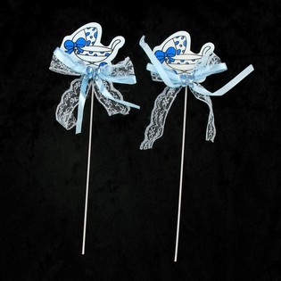 PIC À GÂTEAU DE NAISSANCE - POUSSETTE BLEUE (12 pièces)