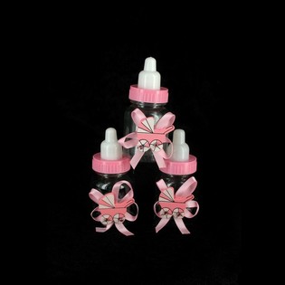 BIBERONS D&Eacute;CORATIFS ROSES AVEC LANDAU (12 pcs)