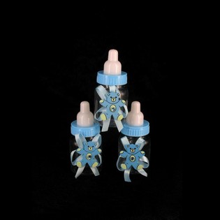 BLAUWE DECORATIE DRINKFLES MET BEERTJE (12st.)
