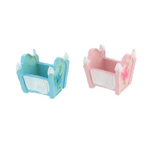 Figurine de gâteau naissance - Lit bébé - Rose/Bleu (2 pcs)