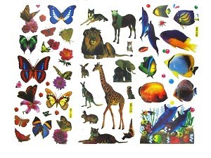 Planches d'autocollants grands animaux (40 pcs.)