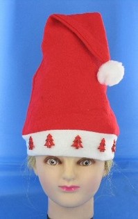 BONNET DE NO&Euml;L LUMINEUX AVEC SAPIN ROUGE (12 pcs)