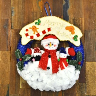 Grande Suspension de Porte de Noël en Tissu