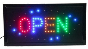 Enseigne Lumineuse LED OPEN - 4 Couleurs - Clignotante