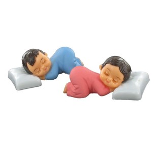 DECORATION DE GATEAU - BEBE ENDORMI SUR COUSSIN (56 pcs)
