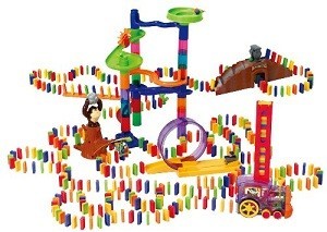 PLAYGO - Coffret de Jeu Domino Deluxe avec Train - 500 Pi&egrave;ces