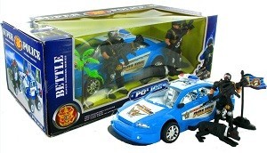 Coffret de Jeu Police avec V&eacute;hicule &agrave; Friction et Figurines