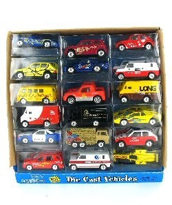 Voitures miniatures en m&eacute;tal dans pr&eacute;sentoir (36 pcs)
