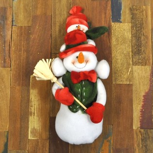 BONHOMME DE NEIGE EN PELUCHE AVEC BÉBÉ SUR LES ÉPAULES 38 CM (1 pc)
