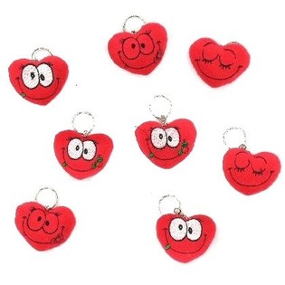 PORTE-CLÉS CŒURS EN PELUCHE (6 pcs)