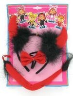 Serre-t&ecirc;te Diable avec N&oelig;ud & Queue (6 pcs)