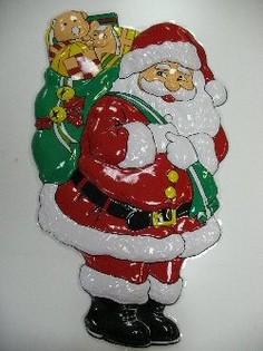 GRAND PANNEAU DÉCORATIF - PÈRE NOËL AVEC HOTTE (2 pcs)