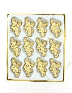 12 Anges de Noël Dorés en Boîte