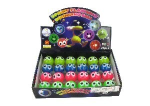 Balle Rebondissante Lumineuse avec Yeux en Pr&eacute;sentoir (24 pcs)