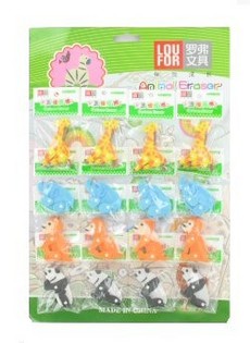 Gommes Animaux sur Carte (16 pcs)