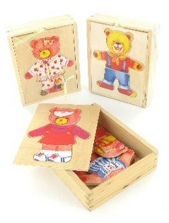 Joli Puzzle en Bois &agrave; Habiller Oursons (Lot de 12)