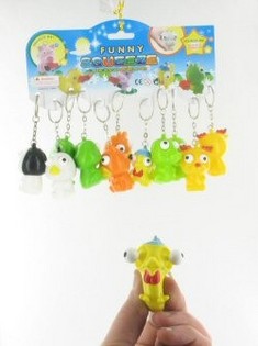Porte-cl&eacute;s animaux avec grands yeux exorbit&eacute;s (12 pcs)