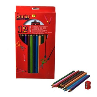 12 GRANDS CRAYONS DE COULEUR + TAILLE-CRAYON (4 sets)