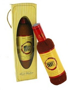 Serviette en Forme de Bouteille de Vin dans sa Bo&icirc;te Cadeau (Set de 2)