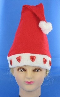 Bonnet de No&euml;l avec c&oelig;urs lumineux (Lot de 12)