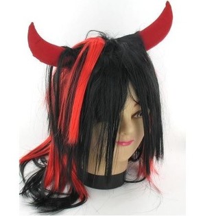 PERRUQUE DE DIABLE AVEC CORNES (5 pcs)