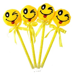 Stylo &agrave; Bille en Peluche Smiley (12 pcs)