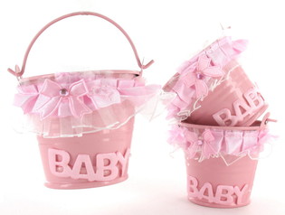 SEAU DE D&Eacute;CORATION - ROSE B&Eacute;B&Eacute; (12 pcs)