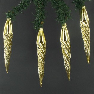 STALACTITES DE NOËL DORÉES EN BOÎTE (6 pcs.)