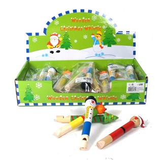 Sifflets de No&euml;l joyeux en bois (24 pcs)