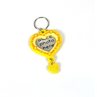 Porte-cl&eacute;s Photo en Forme de C&oelig;ur - Jaune (35 pcs)