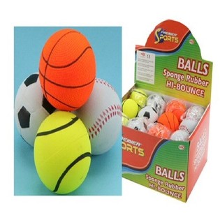 Balles Rebondissantes Sport en Pr&eacute;sentoir (24 pi&egrave;ces)