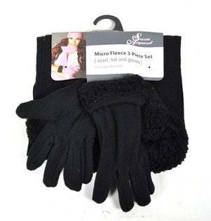 Ensemble Micro Polaire 3 Pi&egrave;ces Noir