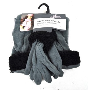 Ensemble 3 pi&egrave;ces en micro polaire Gris