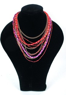 Collier Style Ibiza Rouge/Violet (1 pc)