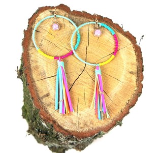 Boucles d'oreilles multicolores style Ibiza (1 pc)