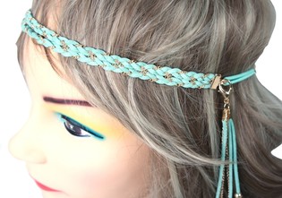 Bandeau Cheveux avec Plumes Menthe (1 pc)