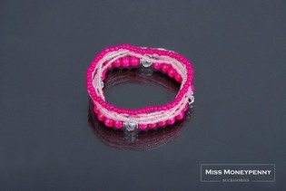 Bracelet Ibiza 7 Rangs Rose (1 pc) - Grossiste